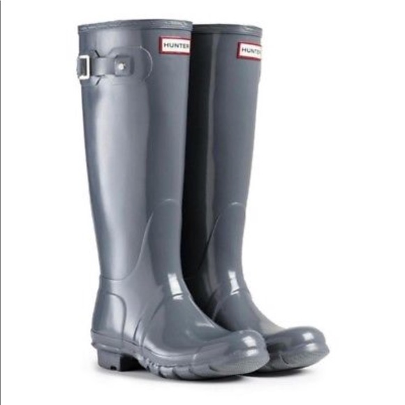 Hunter Shoes - HUNTER TALL high gloss boots slate grey